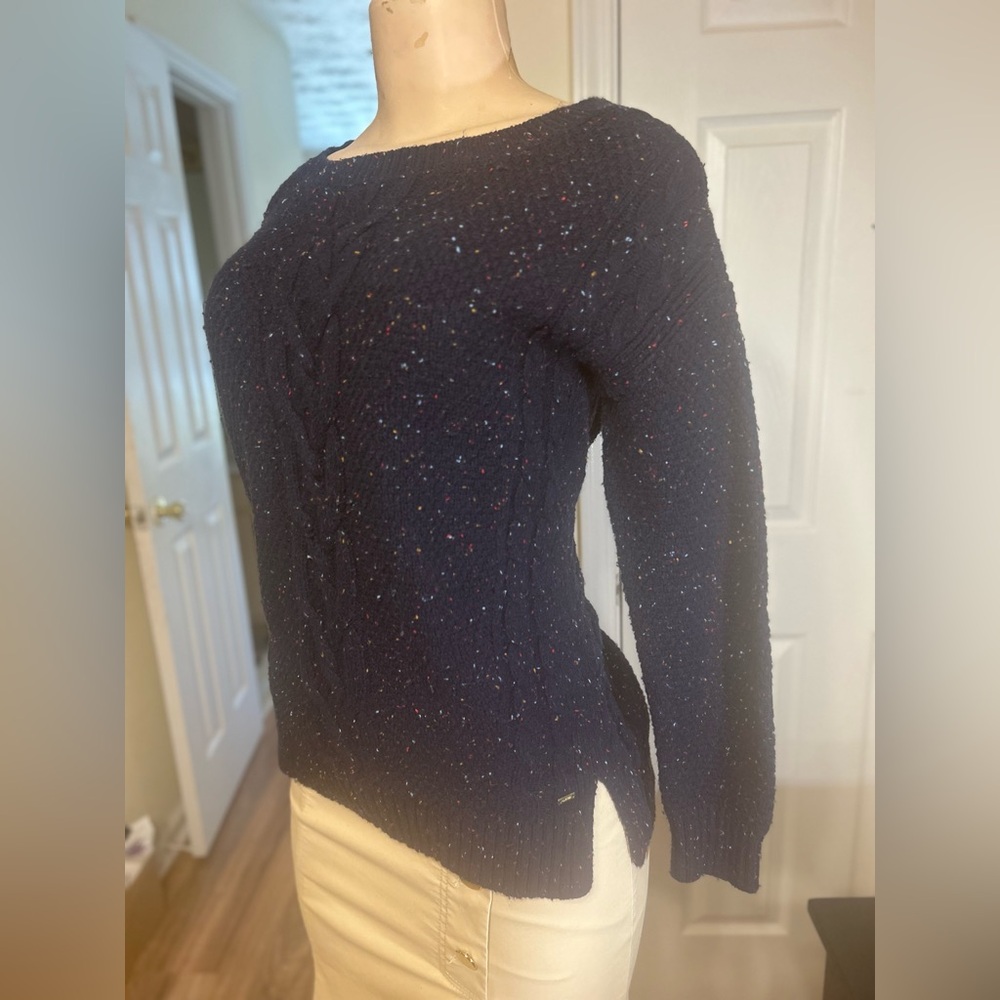 Tommy Hilfiger Blue Crew Neck Sweater with Textured Knit